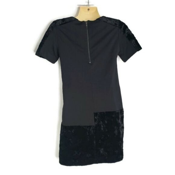 French Connection Black Dress with Velvety Contrast Women's‎ Size 2 - Picture 2 of 8